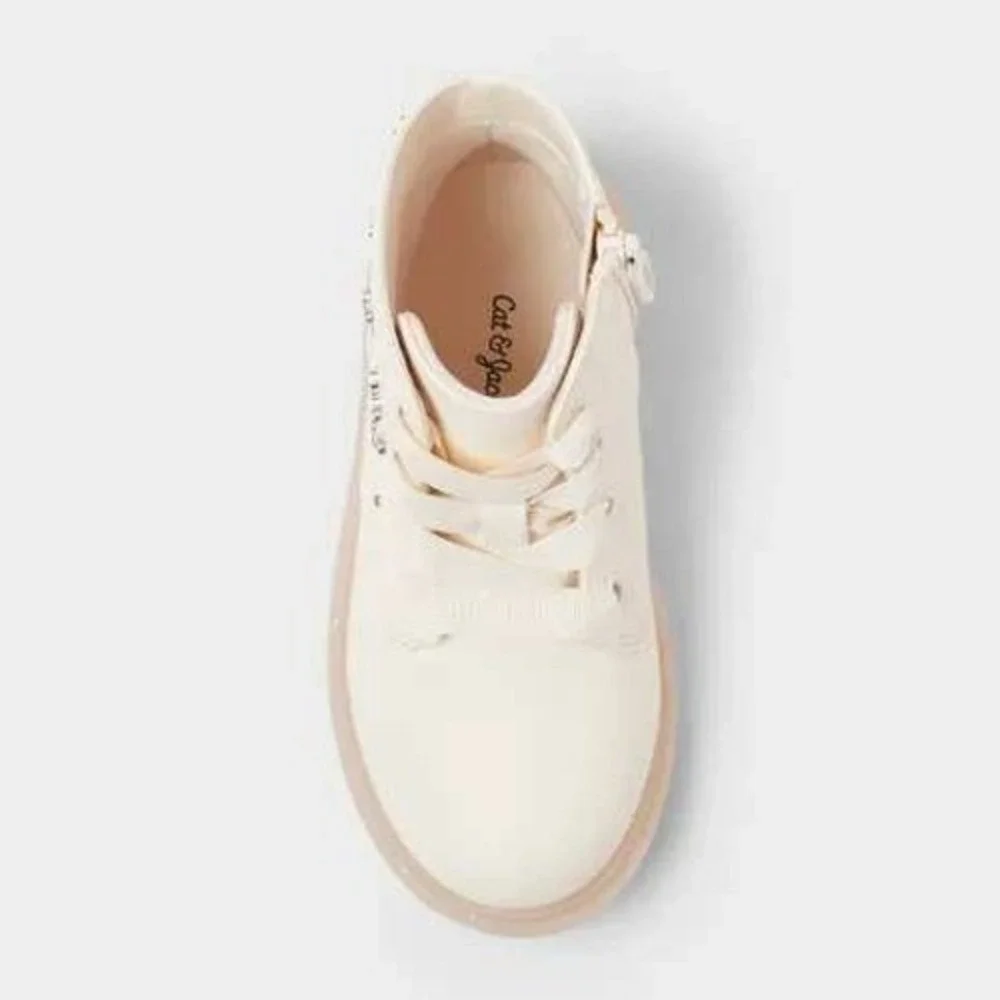 Baby Girl Amaya Lace-Up Combat Boots by Cat & Jack Ivory Size 5 New With Tags